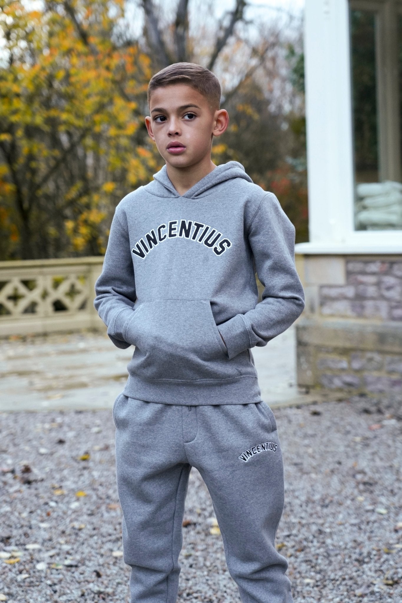 Boys Applique Tracksuit - Grey Marl - Vincentius