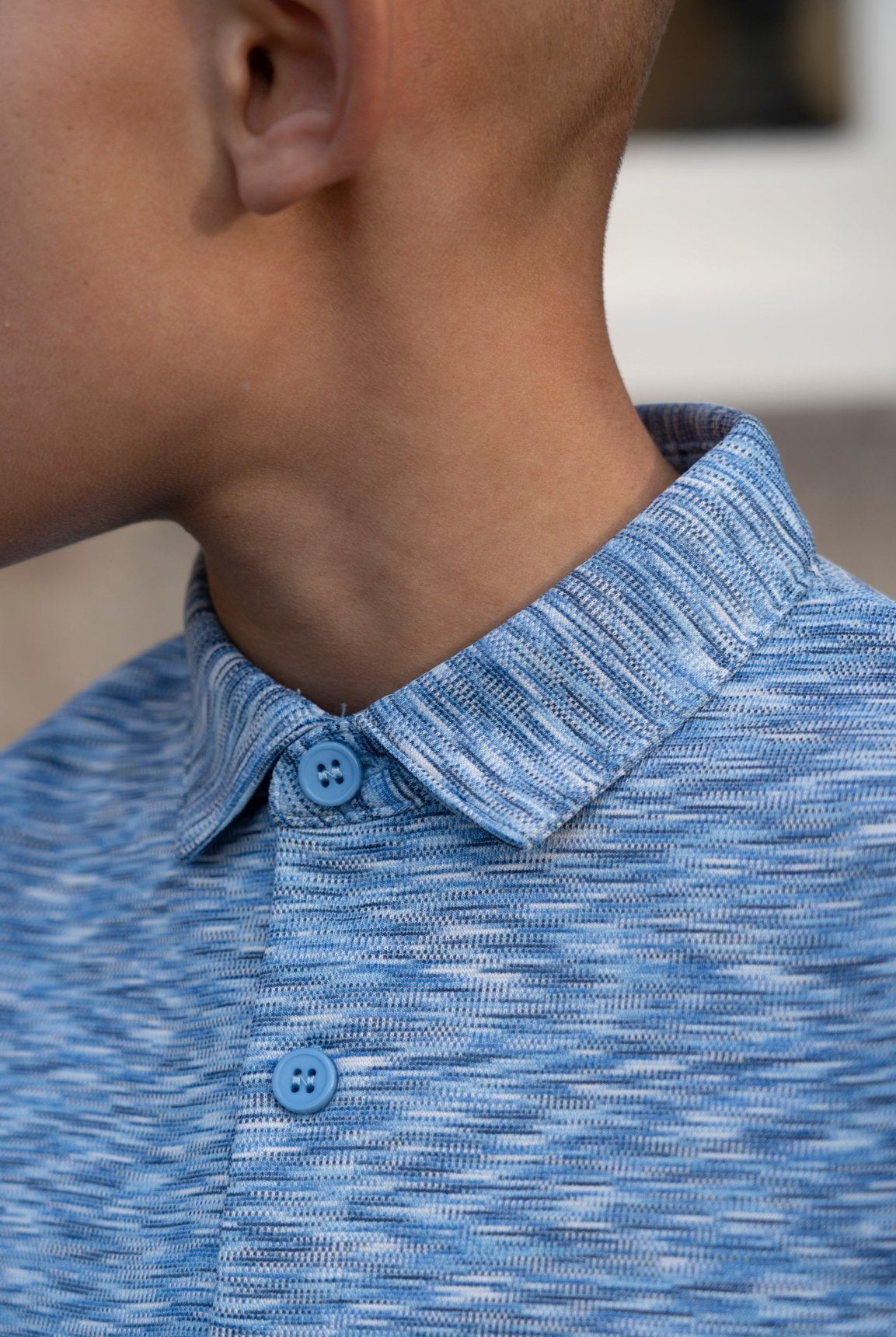 Boys Blue Space Dye Polo V2 - Vincentius