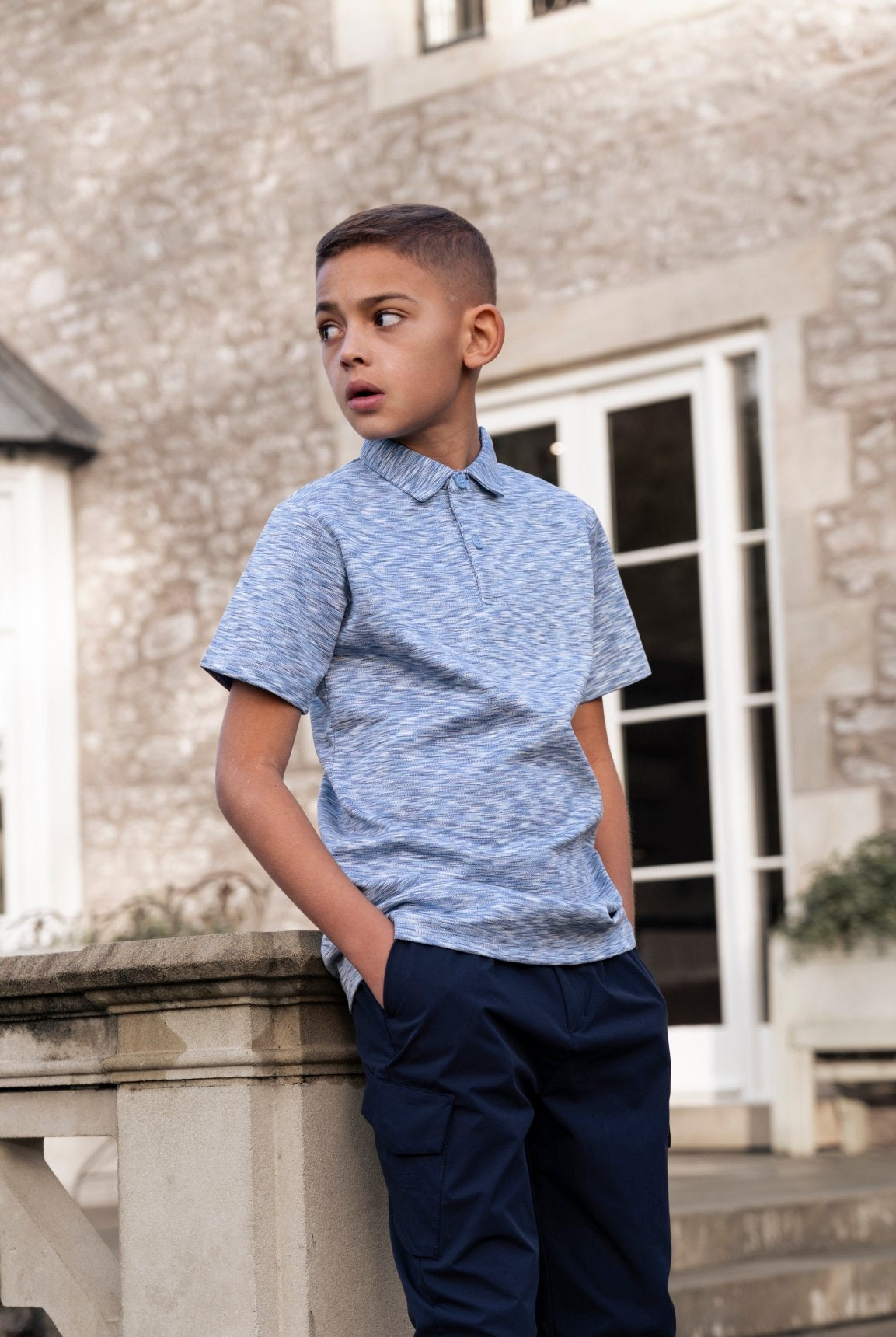 Boys Blue Space Dye Polo V2 - Vincentius