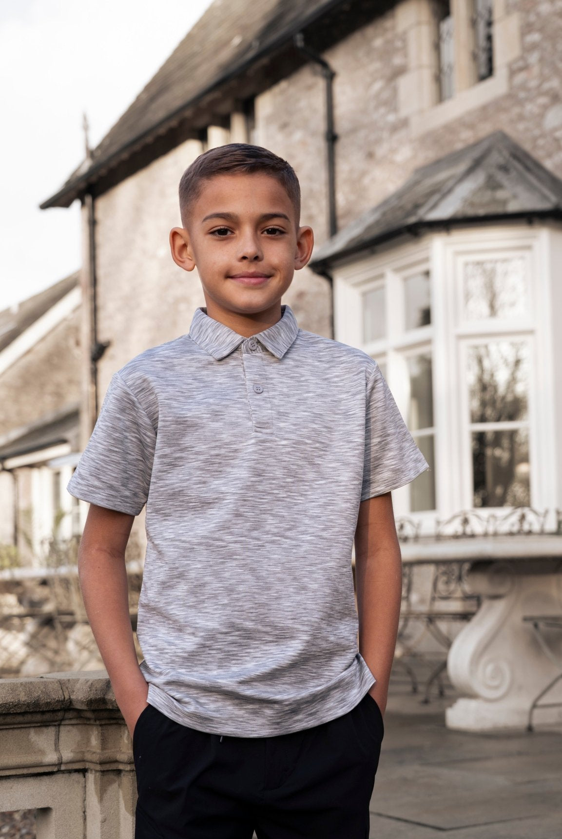 Boys Grey Space Dye Polo V2 - Vincentius