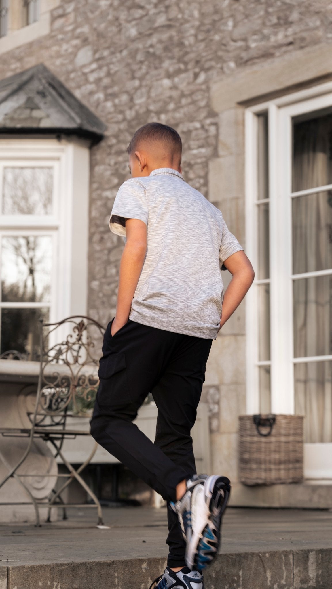 Boys Grey Space Dye Polo V2 - Vincentius