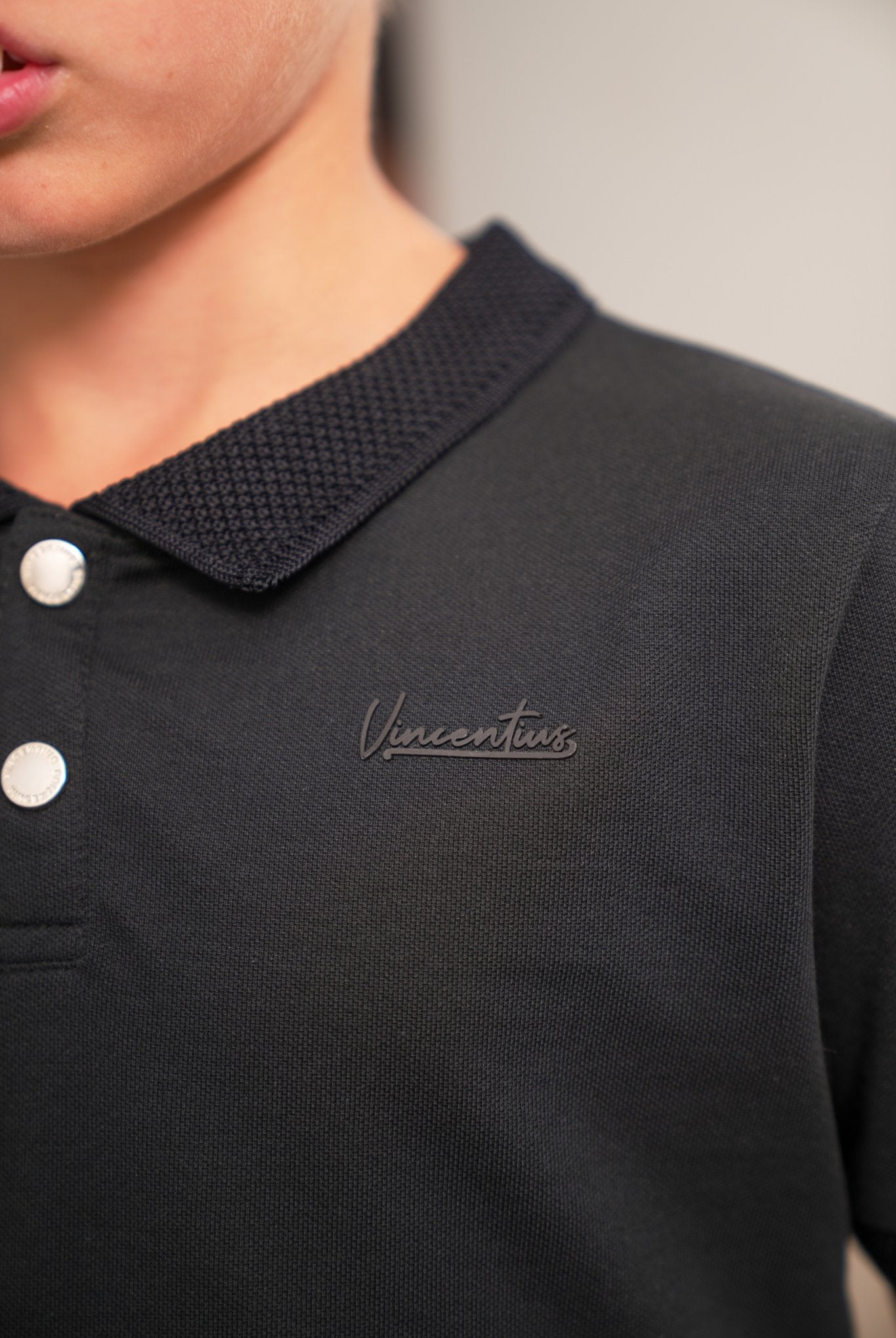 Boys Luxury Pique Logo Polo - Navy - Vincentius