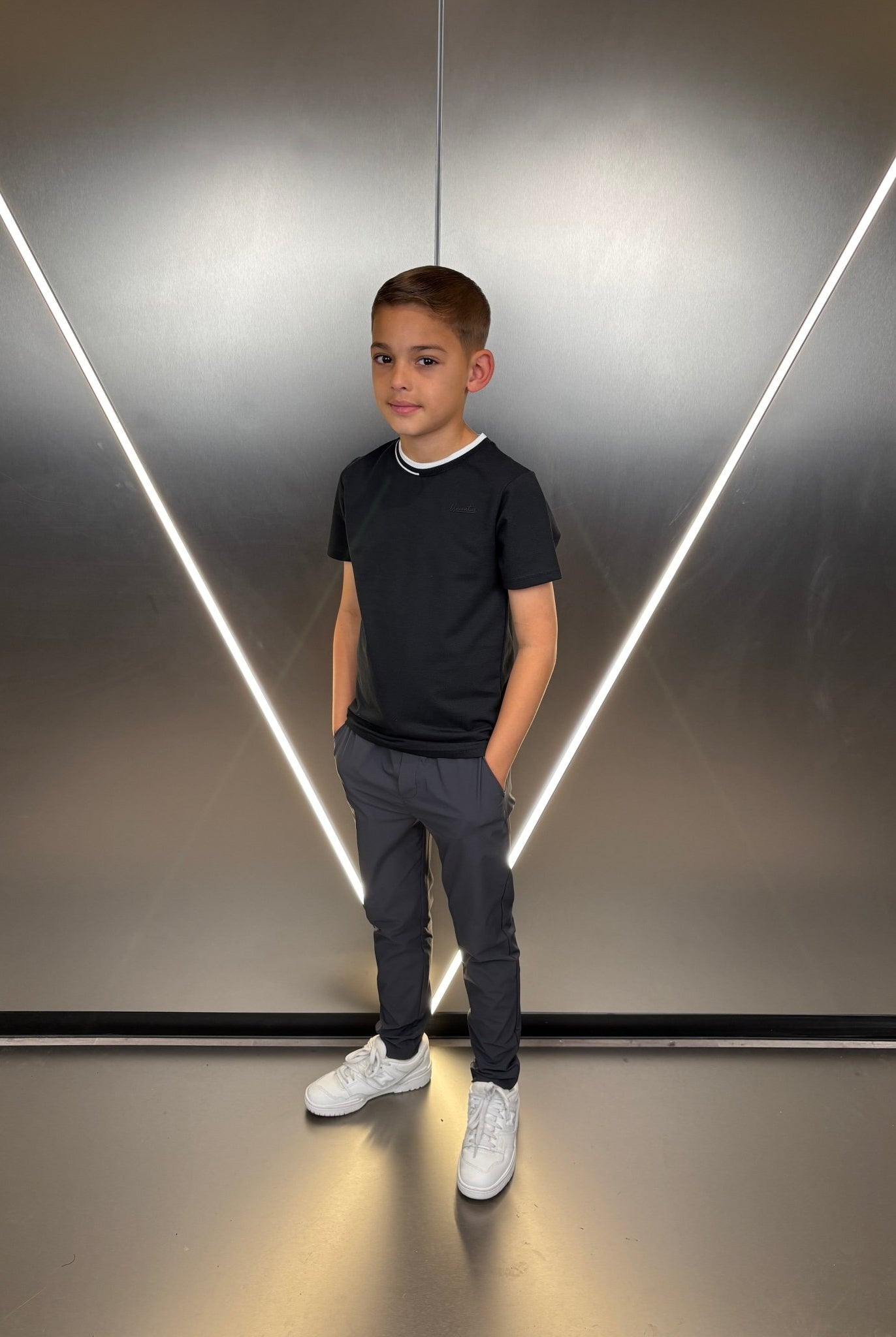 Boys Luxury Pique Logo T-Shirt - Navy - Vincentius