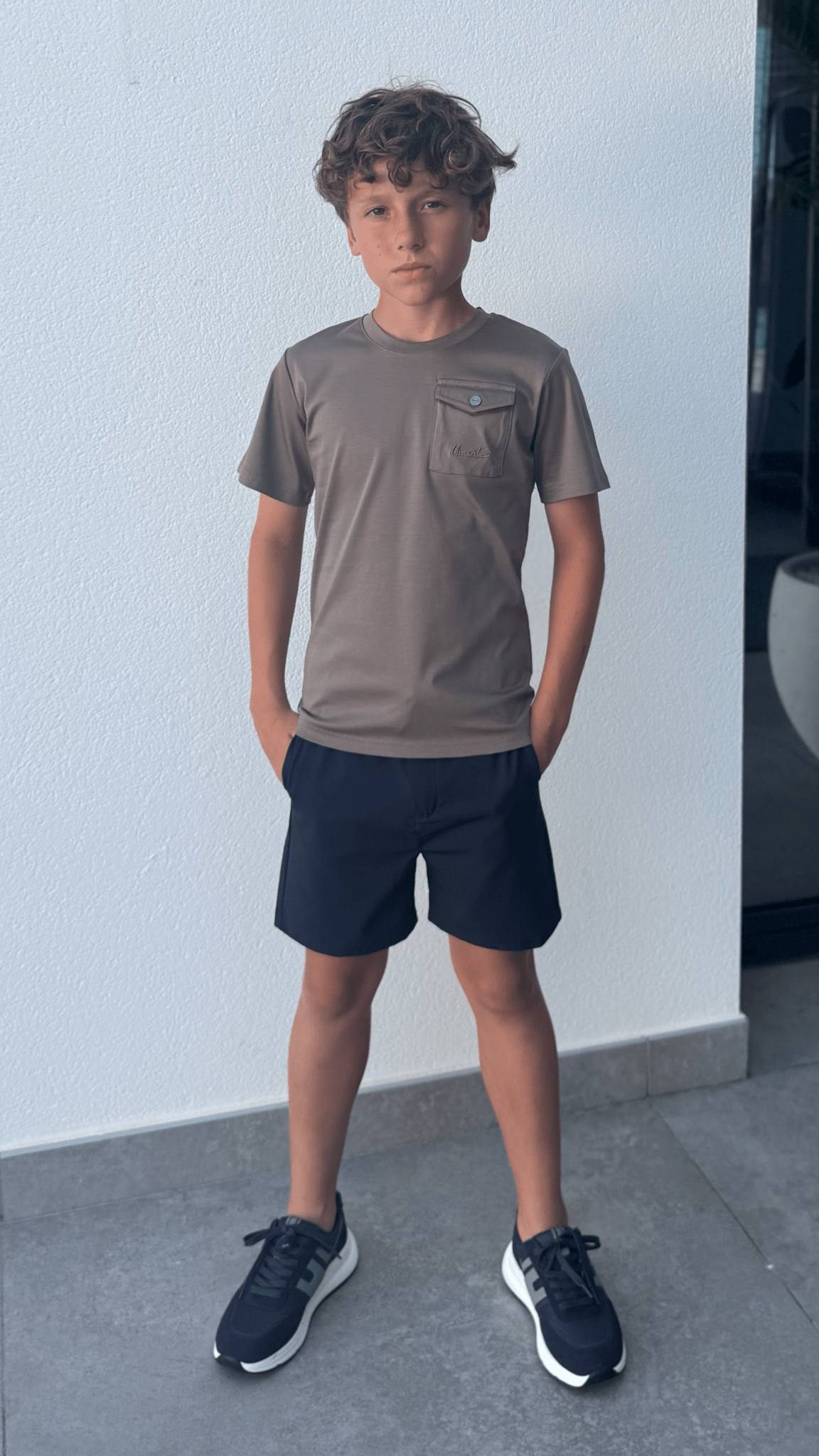 Boy's Luxury Pocket Logo T-Shirt - Mocha - Vincentius