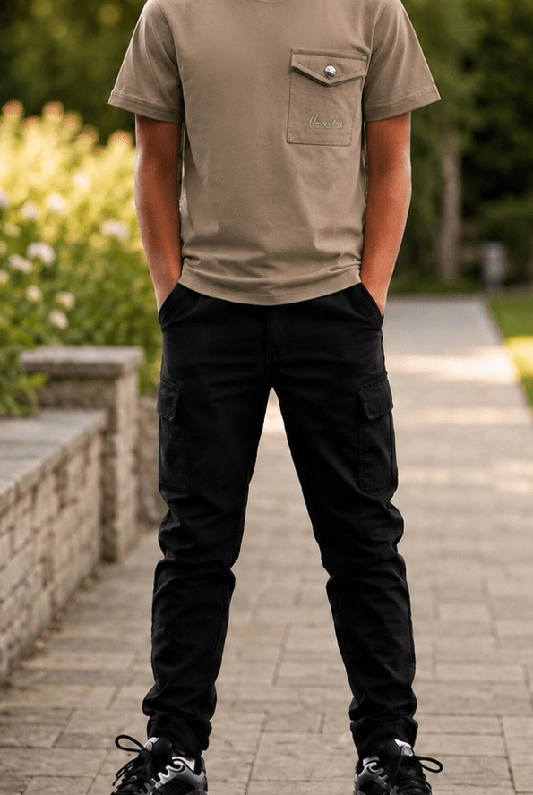 Boy's Luxury Pocket Logo T-Shirt - Mocha - Vincentius