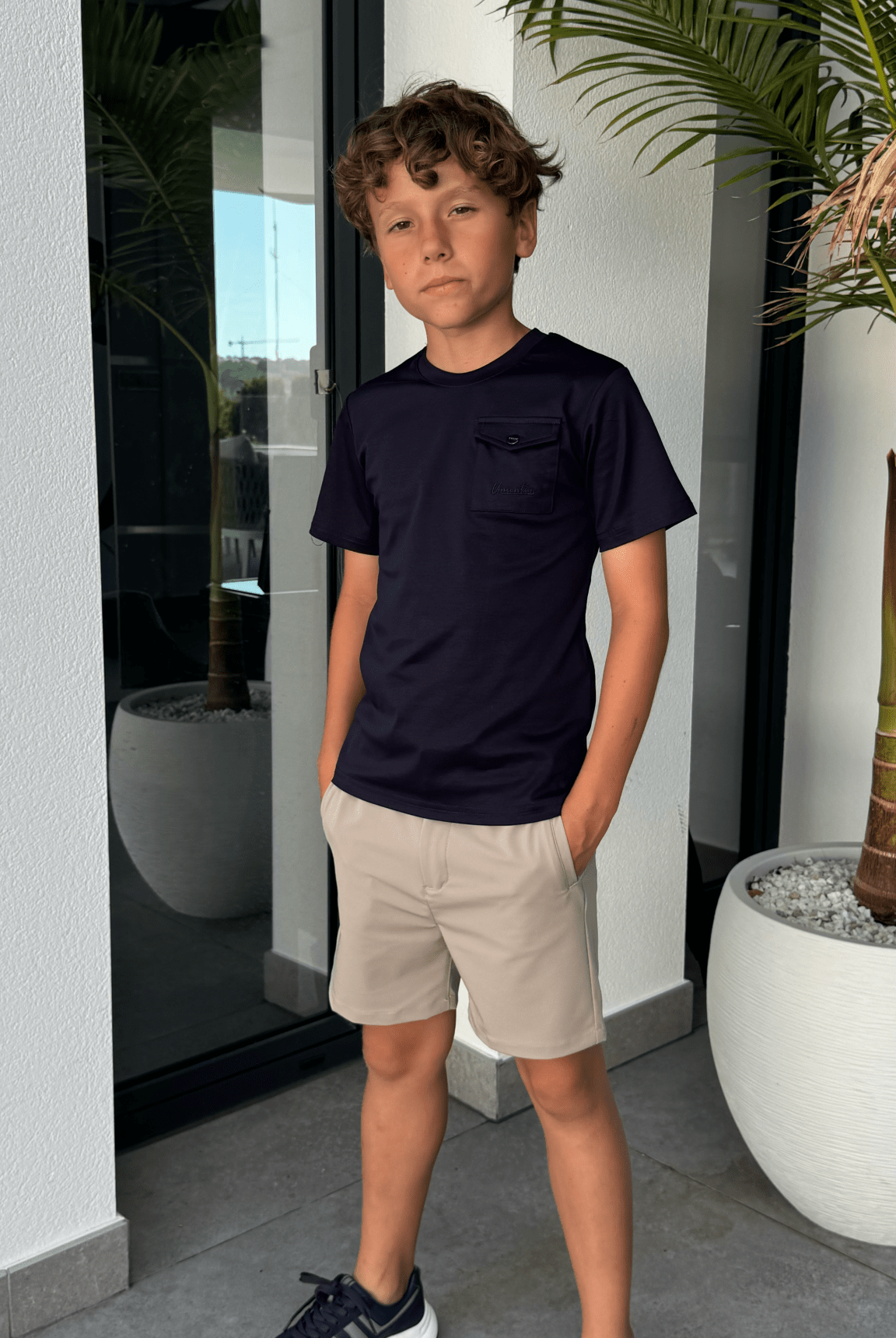 Boy's Luxury Pocket Logo T-Shirt - Navy - Vincentius