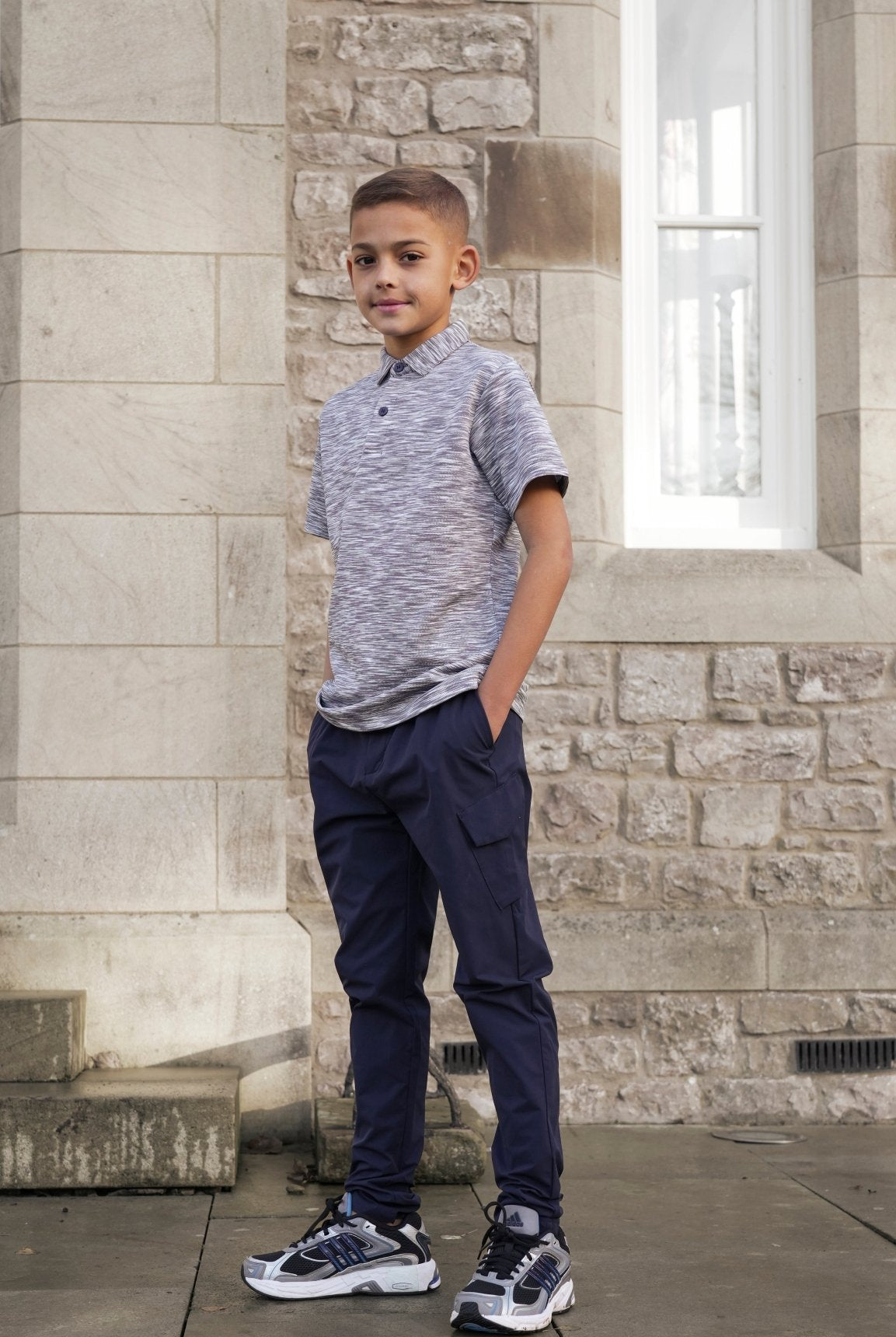 Boys Navy Space Dye Polo V2 - Vincentius