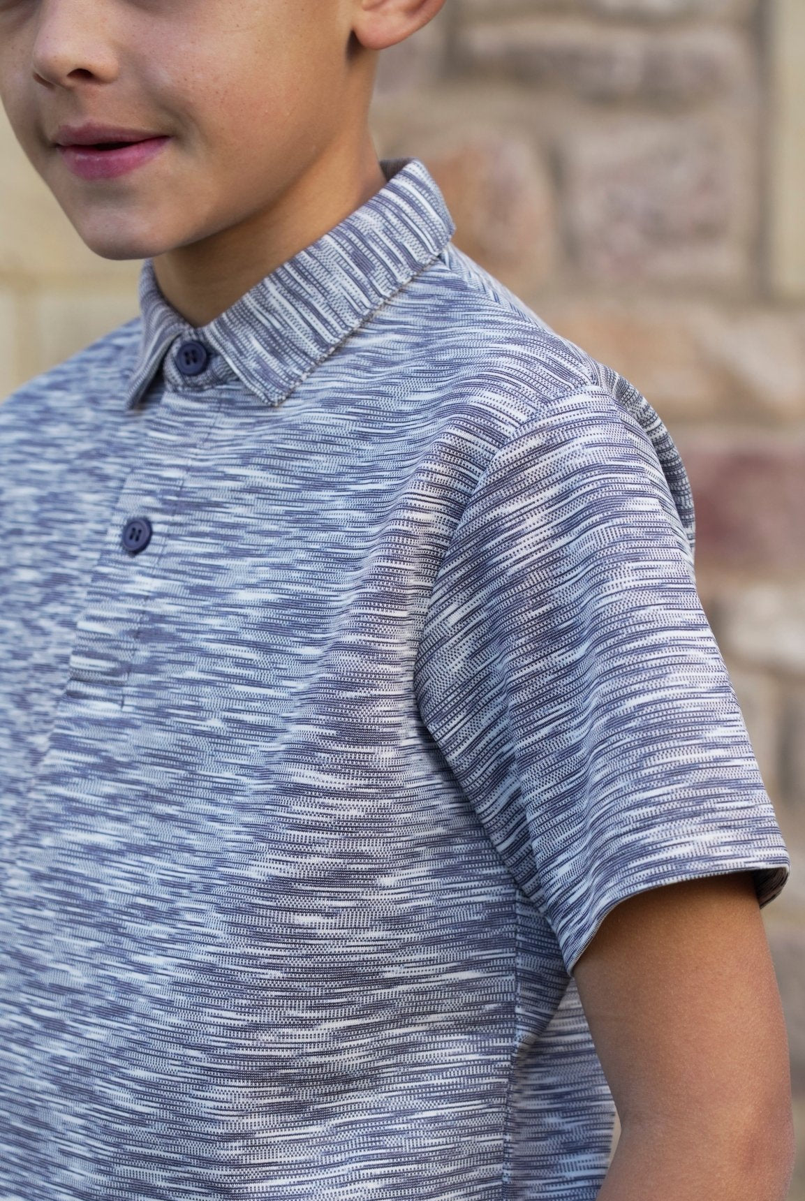 Boys Navy Space Dye Polo V2 - Vincentius