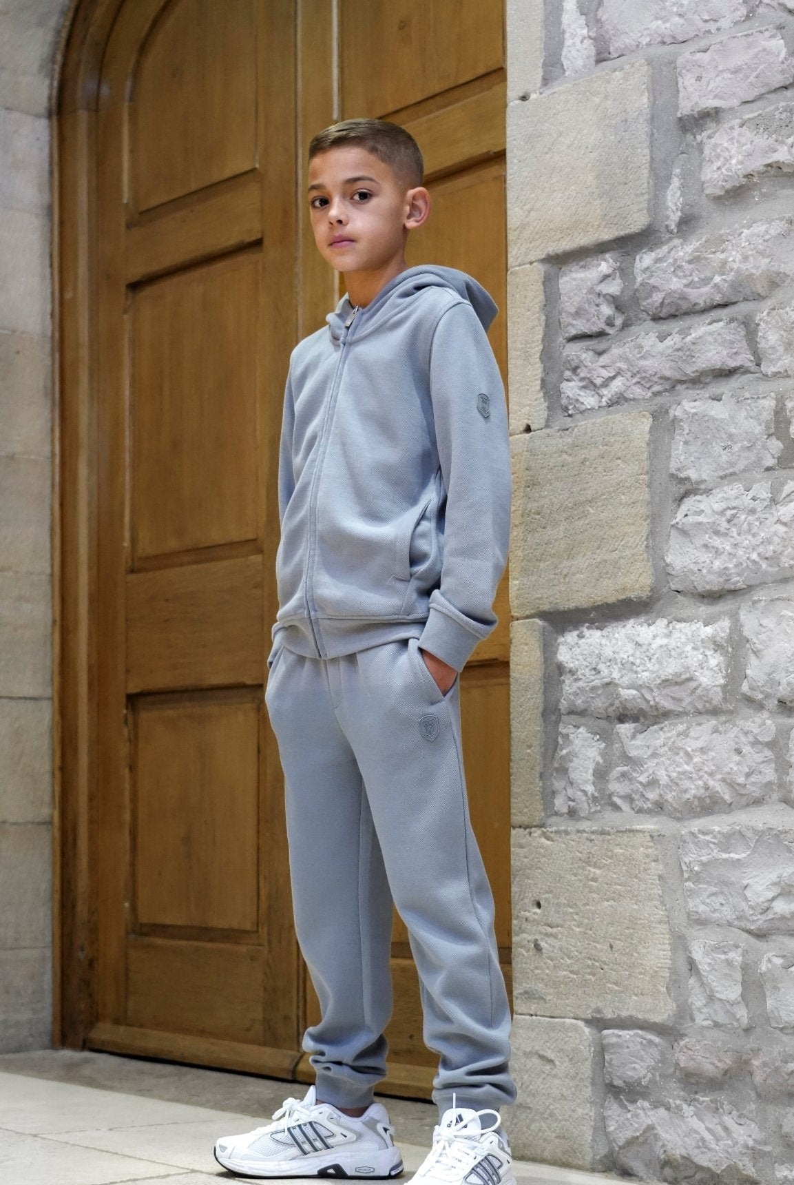 Boys Pique Zip Through Tracksuit - Nado Grey - Vincentius