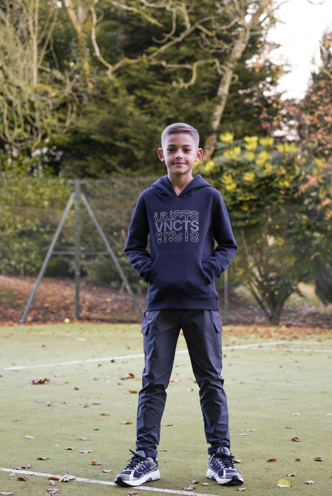Boy's Rolling Letters Luxe Hoodie - Navy - Vincentius