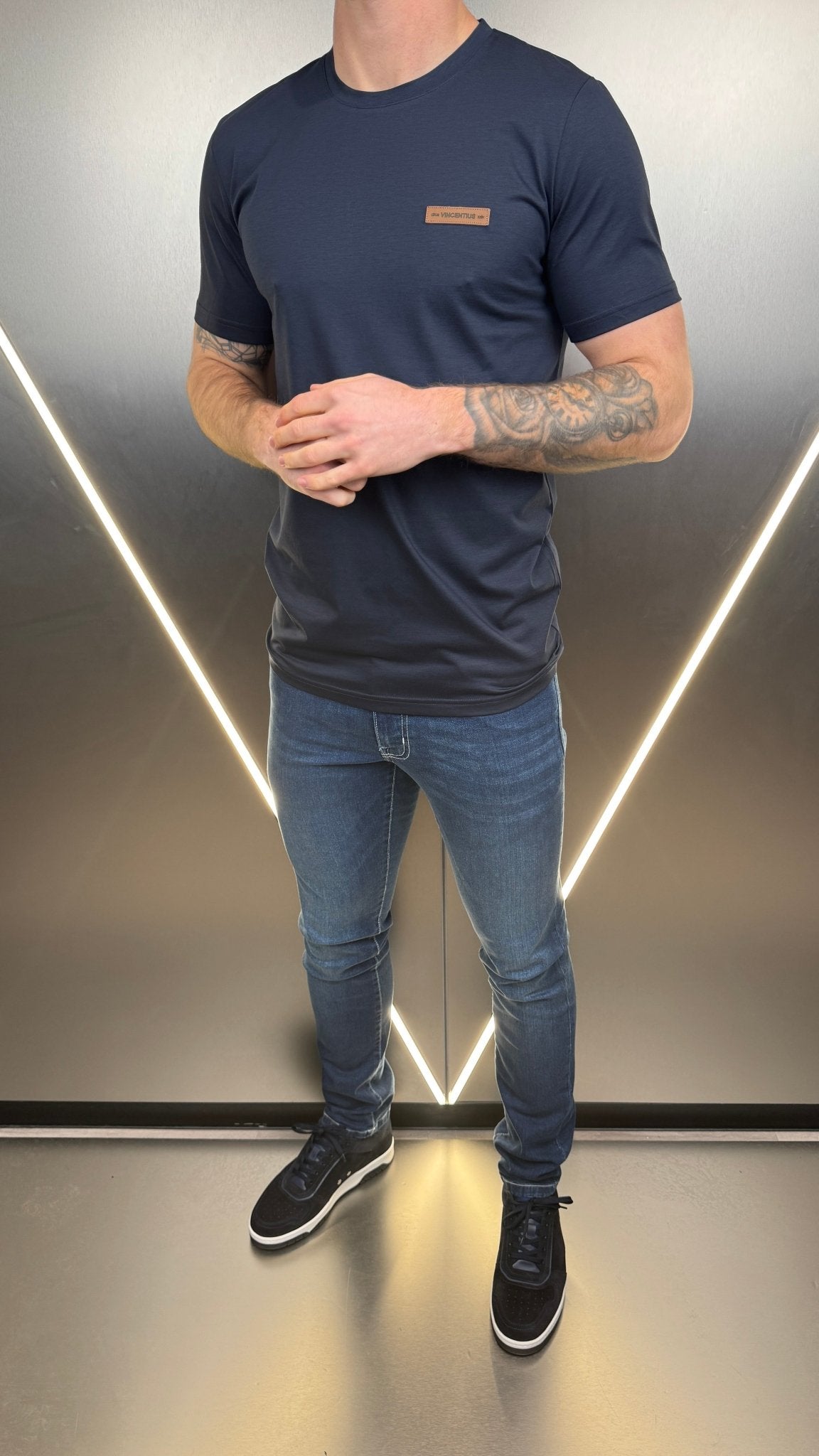 Classic Edition Tailored Fit Jean - Mid Blue/White - Vincentius