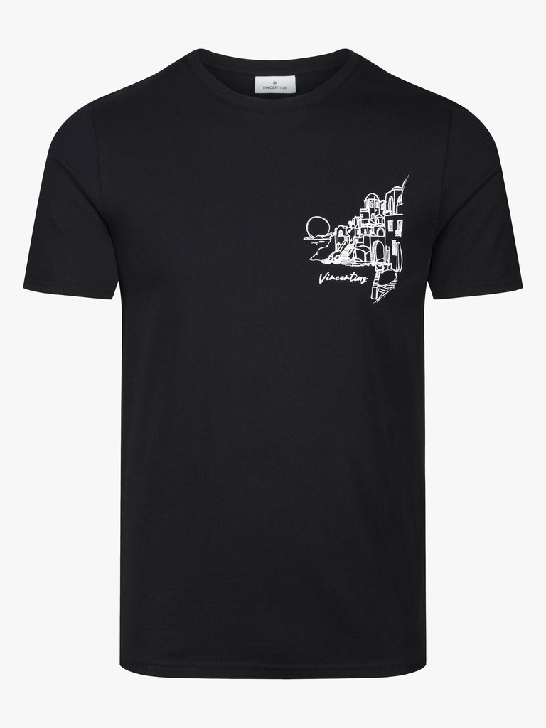 Luxe Resort Santorini T-Shirt - Black - Vincentius