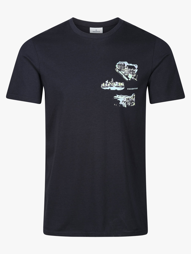 Luxe Resort Water Colour T-Shirt - Navy - Vincentius