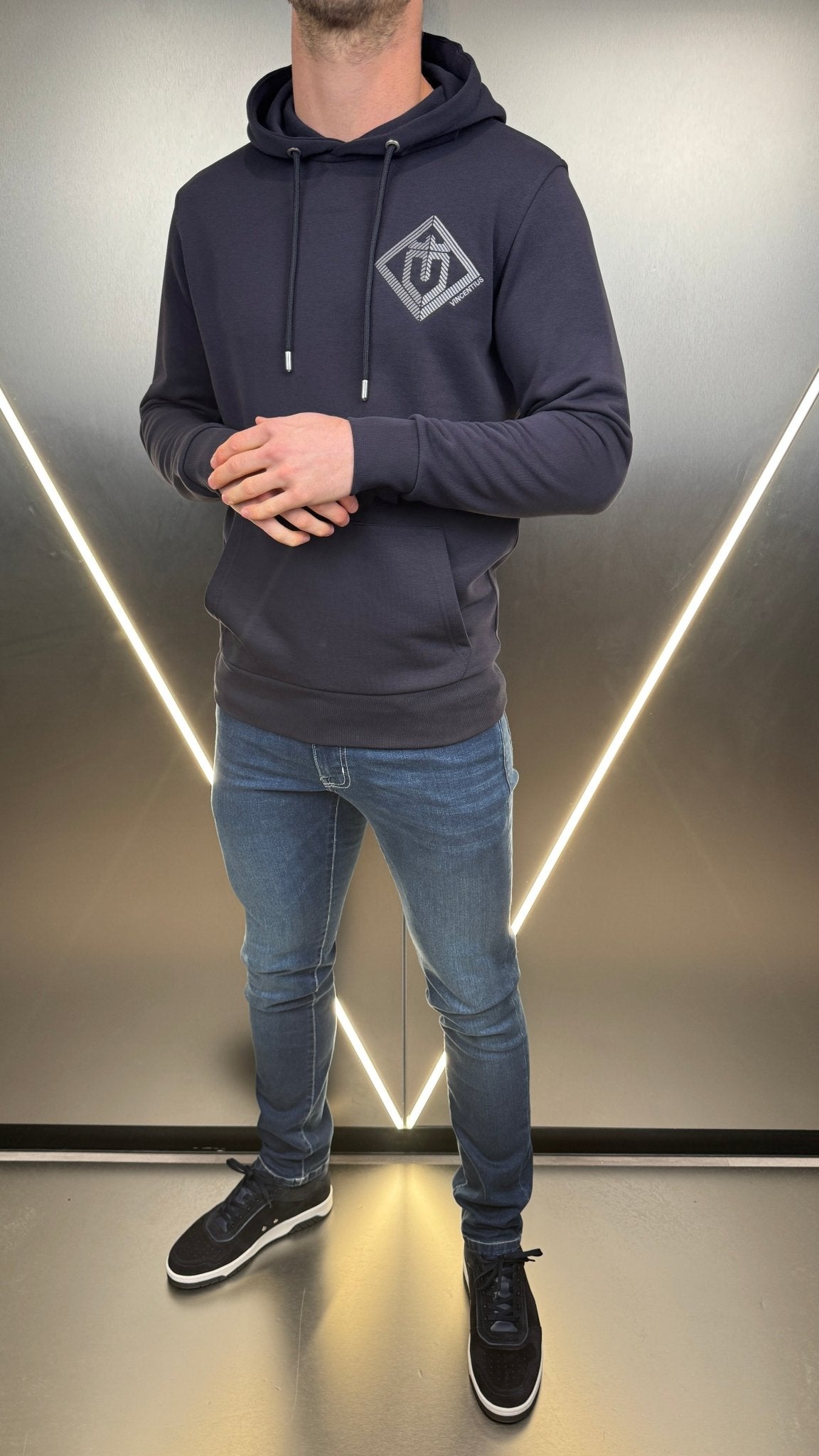 Luxury Double Crest Hoodie - Navy - Vincentius