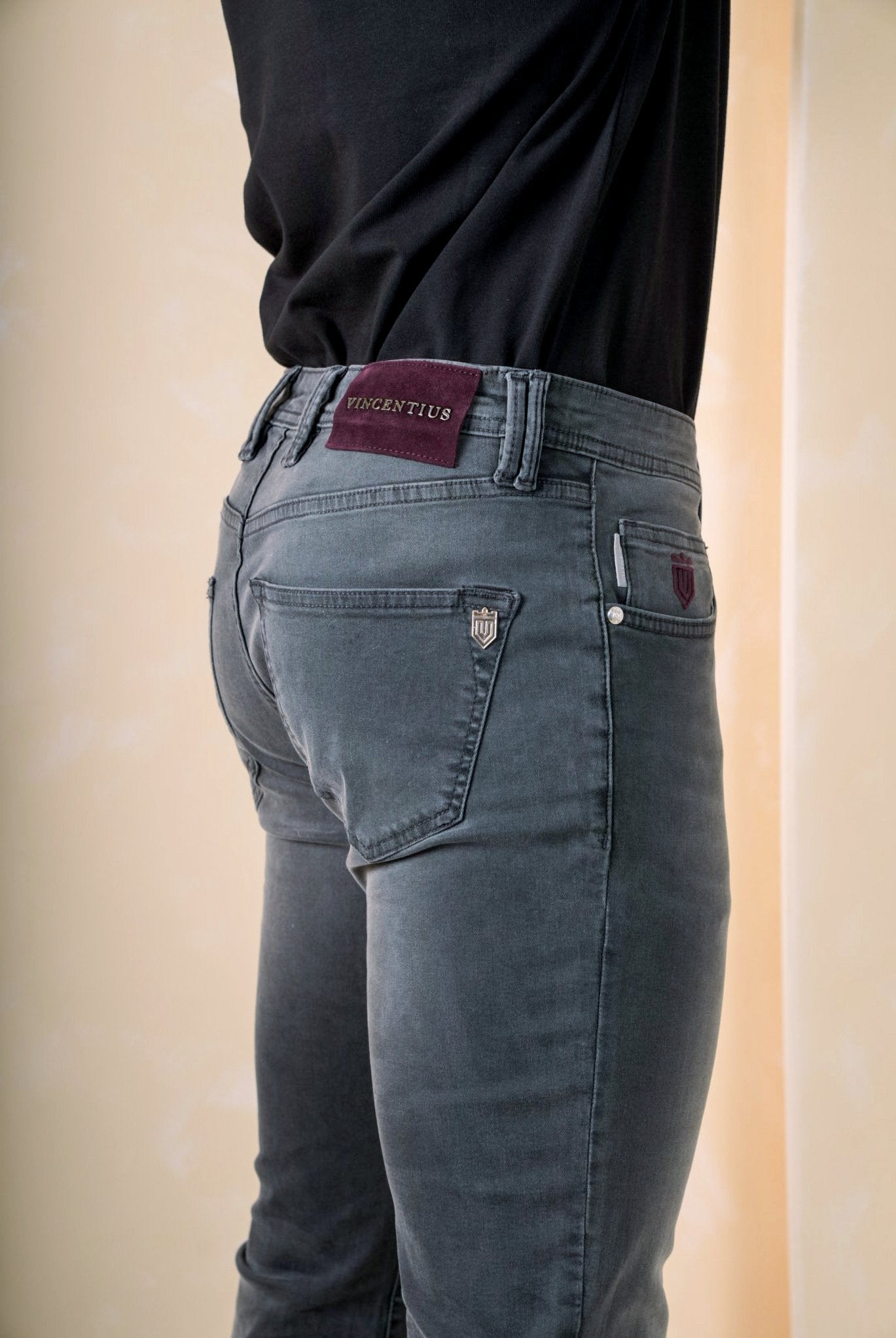 Luxury Edition Tailored Fit Jeans - Grey/Grape Patch - Vincentius