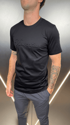 Luxury Embossed Tonal Logo T-Shirt - Black - Vincentius