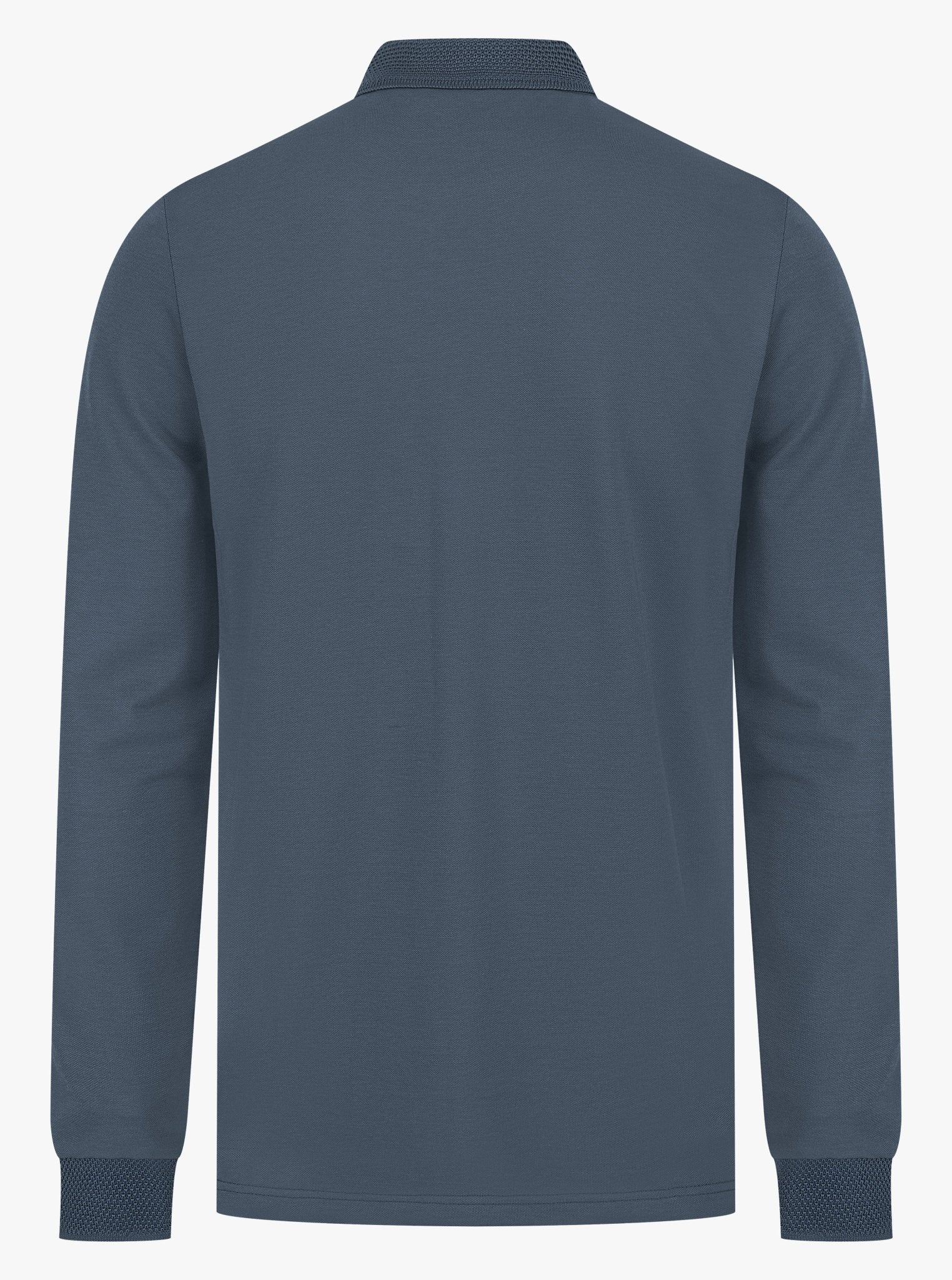 Luxury Long Sleeve Pique Logo Polo - Airforce - Vincentius