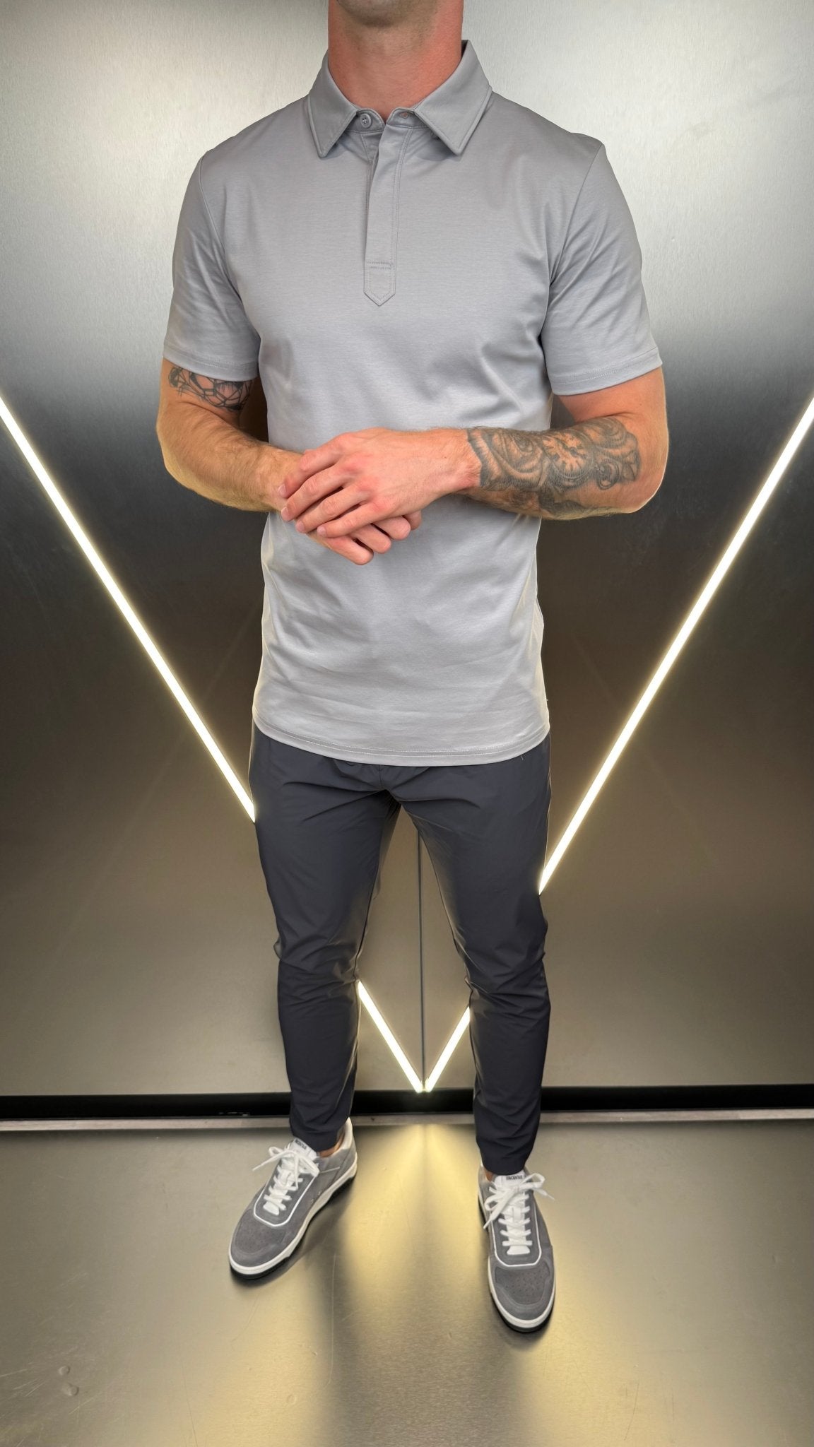 Luxury Mercerised Ice Grey Polo T Shirt - Vincentius