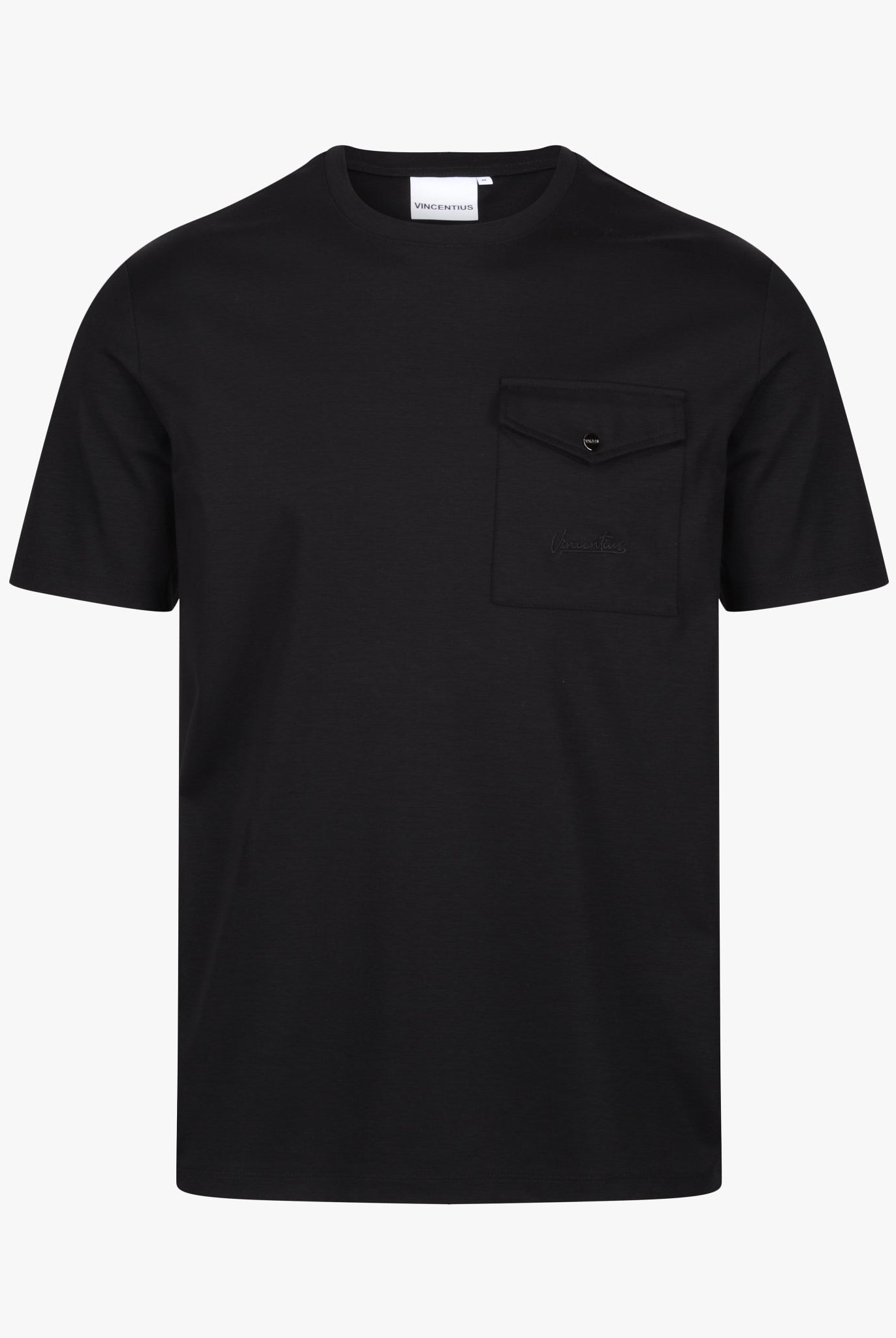 Luxury Mercerised Pocket Logo T-Shirt - Black - Vincentius