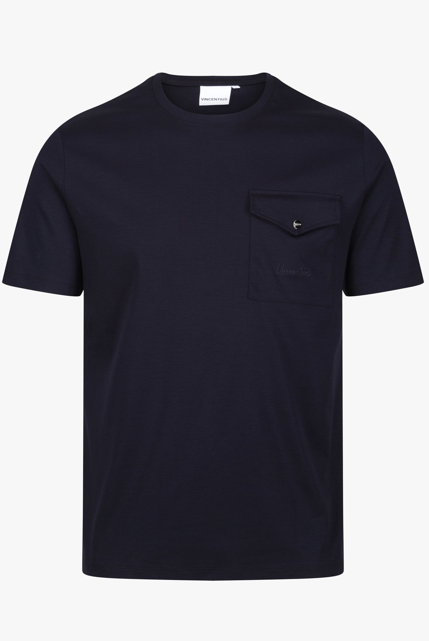 Luxury Mercerised Pocket Logo T-Shirt - Navy - Vincentius