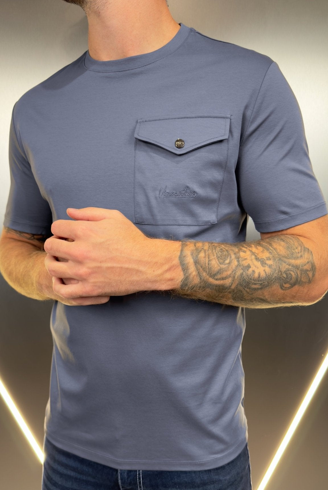 Luxury Mercerised Pocket Logo T-Shirt - Ombre - Vincentius