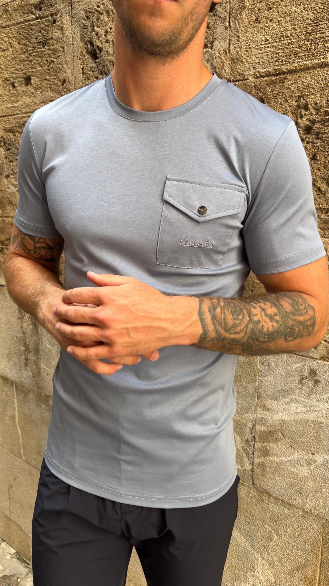 Luxury Mercerised Pocket Logo T-Shirt - Parma - Vincentius