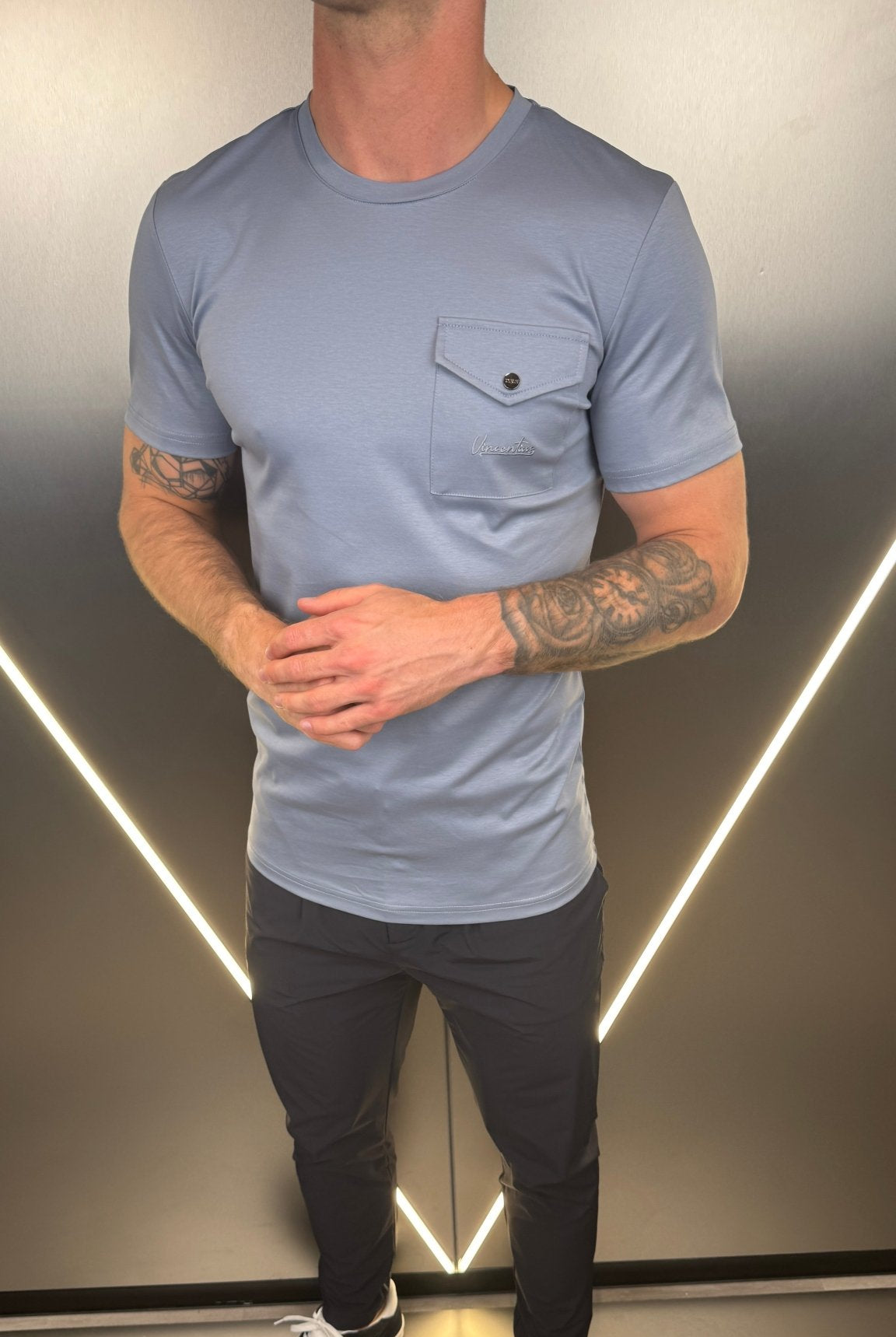 Luxury Mercerised Pocket Logo T-Shirt - Parma - Vincentius