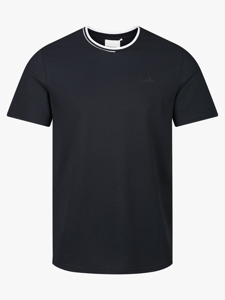 Luxury Pique Logo T-Shirt - Midnight Navy - Vincentius