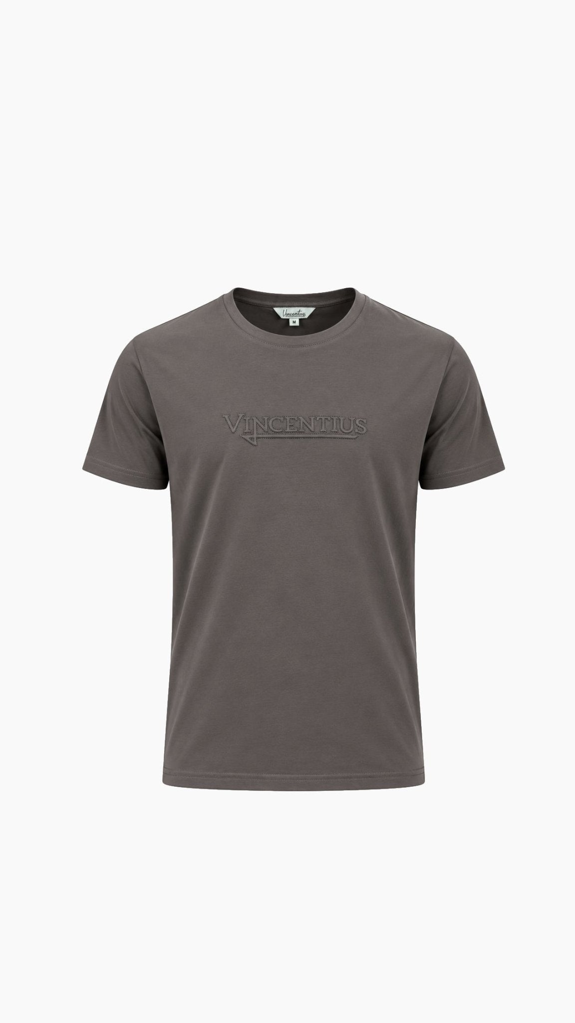 Luxury Serif Embossed T-Shirt - Charcoal - Vincentius