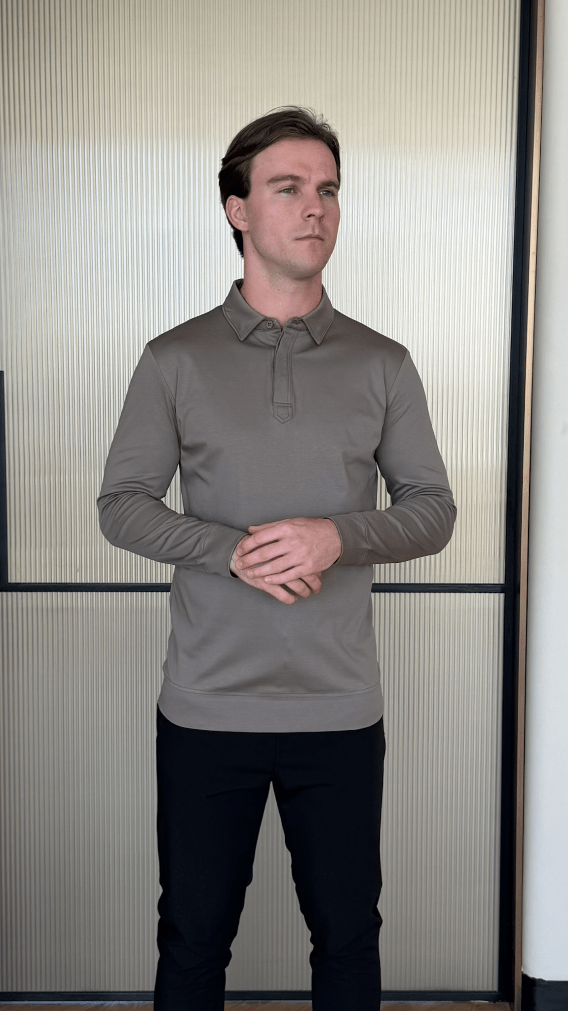 Mercerised Long Sleeve Polo T-Shirt - Mocha - Vincentius