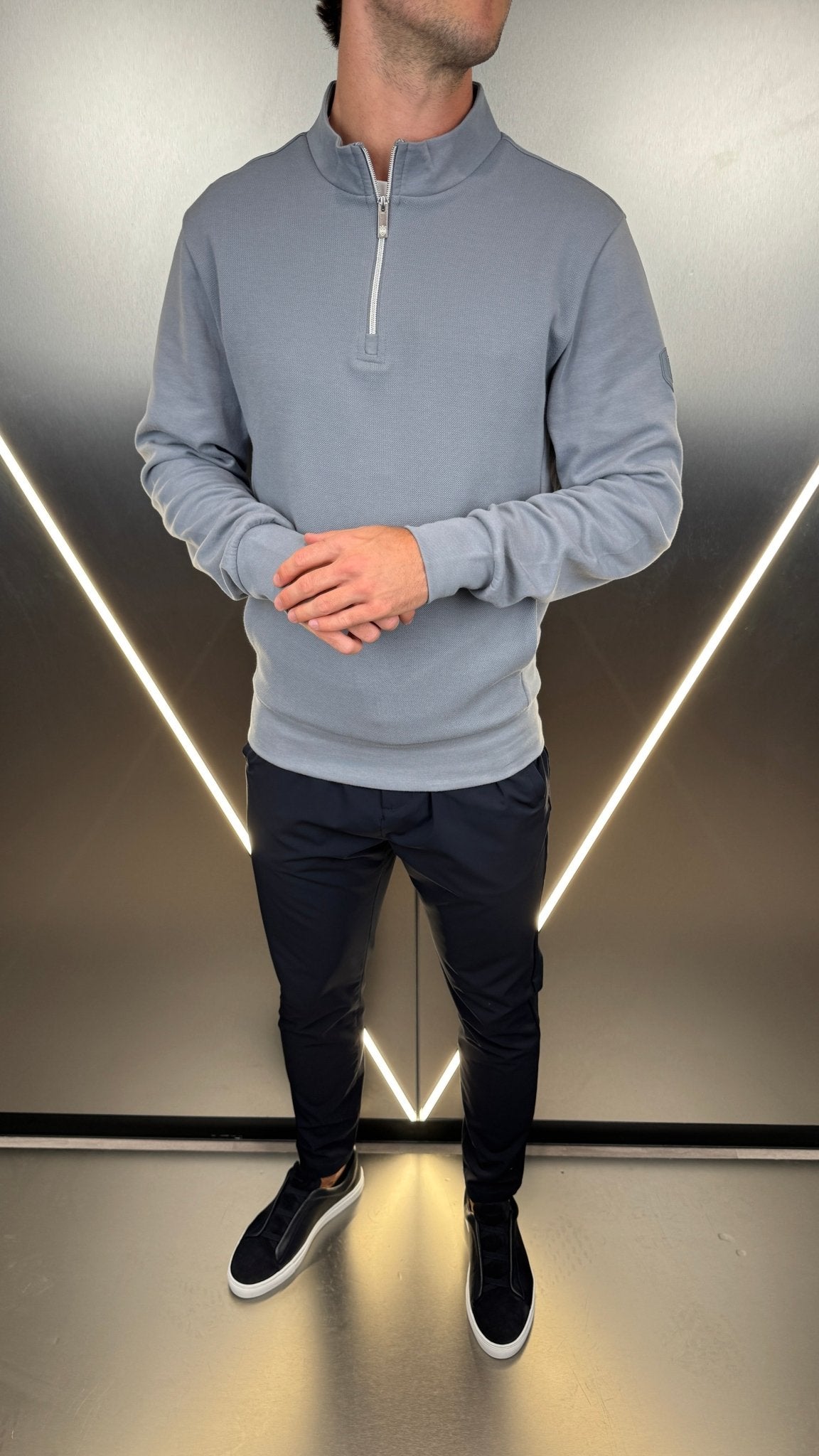 Pique Cotton 1/4 Zip Jumper - Nado Grey – Vincentius
