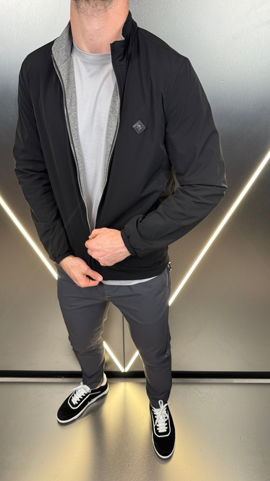 Premium Reverse Jacket - Black/Grey Marl - Vincentius