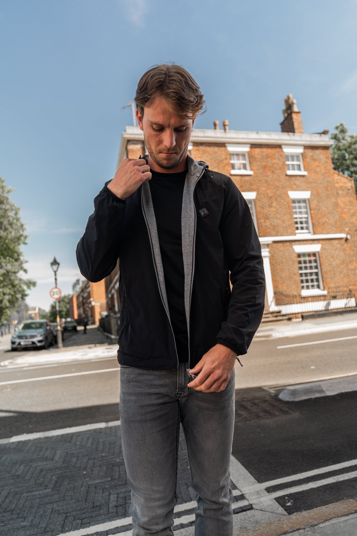 Premium Reverse Jacket - Black/Grey Marl - Vincentius