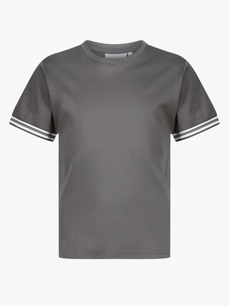 Boys Ribbed Cuff Charcoal T Shirt - Vincentius