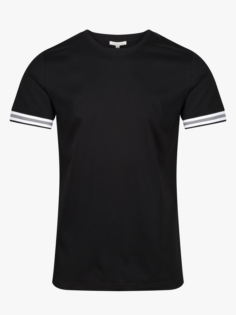 Luxury Ribbed Cuff T-Shirt - Black - Vincentius