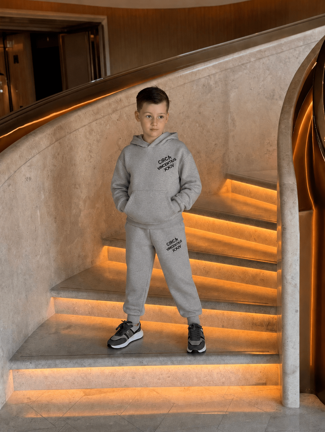 Boys Circa XX1V Tracksuit - Grey Marl - Vincentius