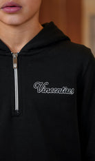 Boy's Loopback Script 1/4 Zip Tracksuit - Black - Vincentius