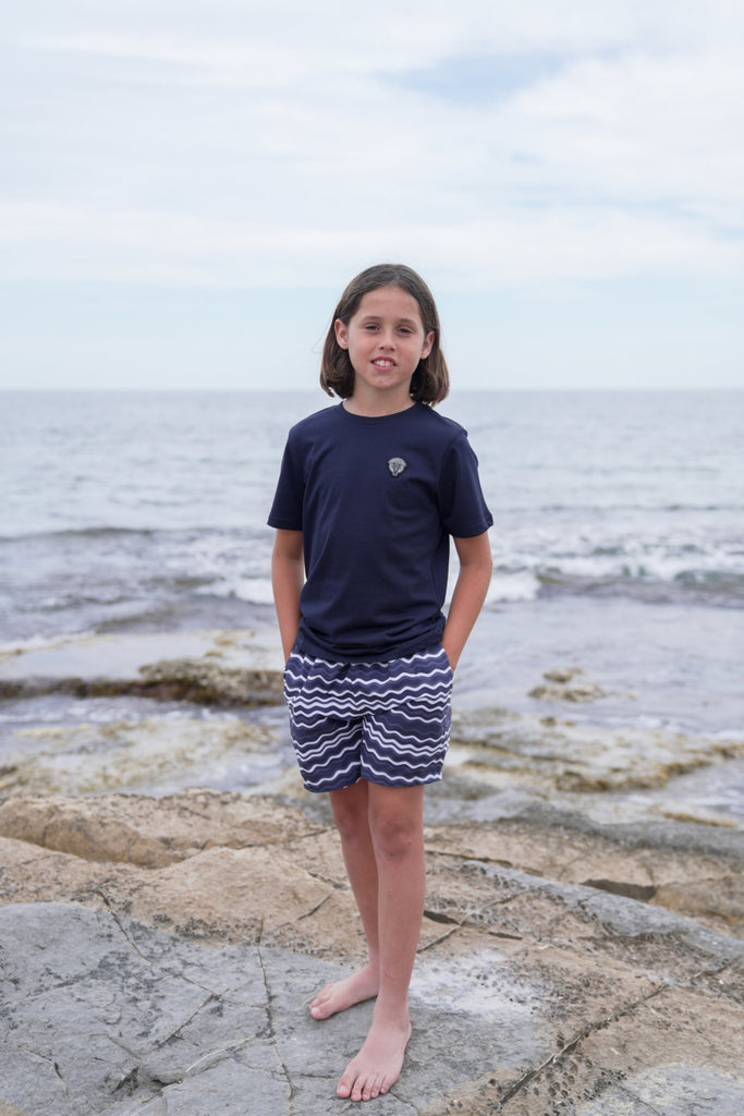 Boy's Luxe Classic Badge T-Shirt - Navy - Vincentius