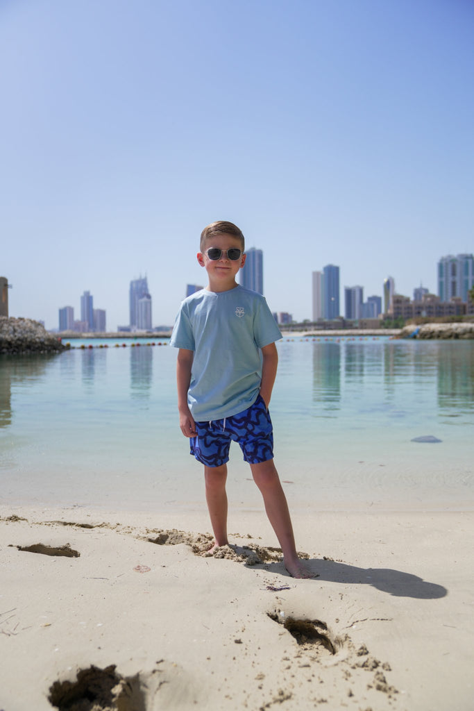 Boy's Luxe Resort Palm T - Shirt - Light Blue - Vincentius