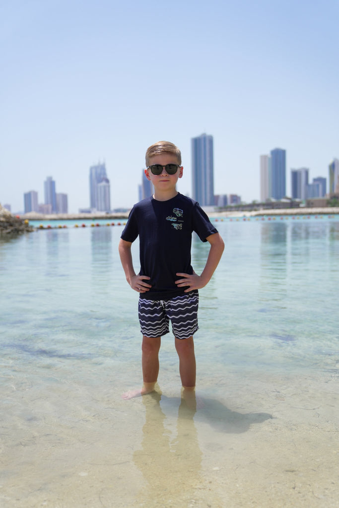Boy's Luxe Resort Water Colour T-Shirt - Navy - Vincentius