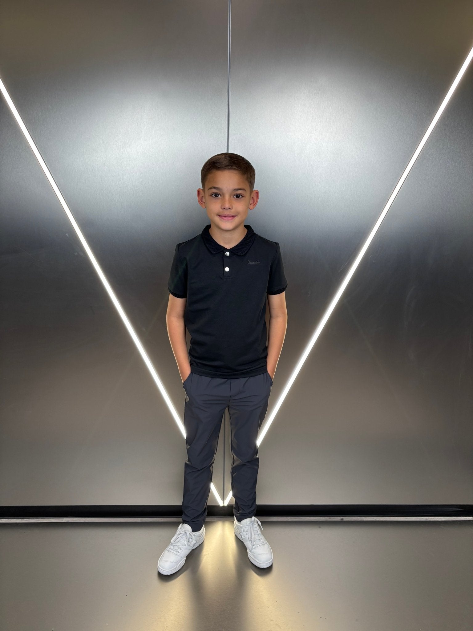 Boys Luxury Pique Logo Polo - Navy - Vincentius