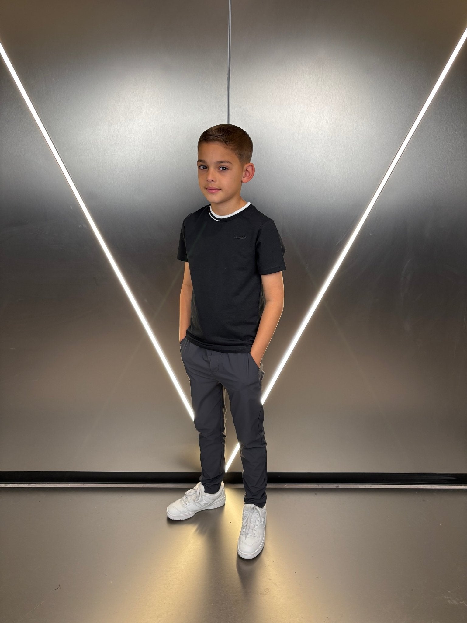 Boys Luxury Pique Logo T-Shirt - Navy - Vincentius