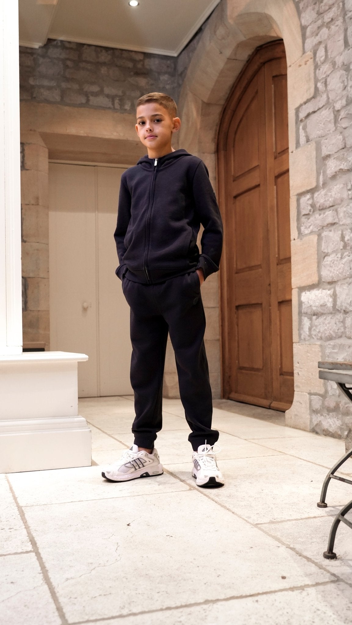 Boys Pique Zip Through Tracksuit - Navy - Vincentius
