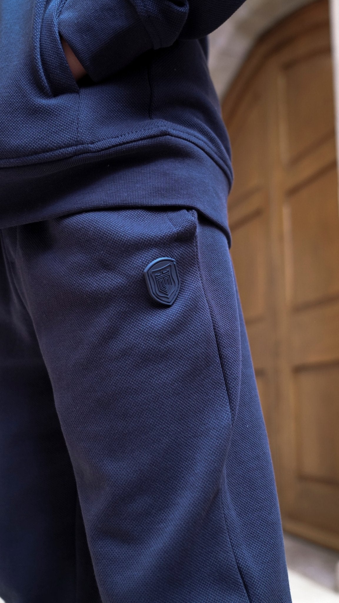 Boys Pique Zip Through Tracksuit - Navy - Vincentius