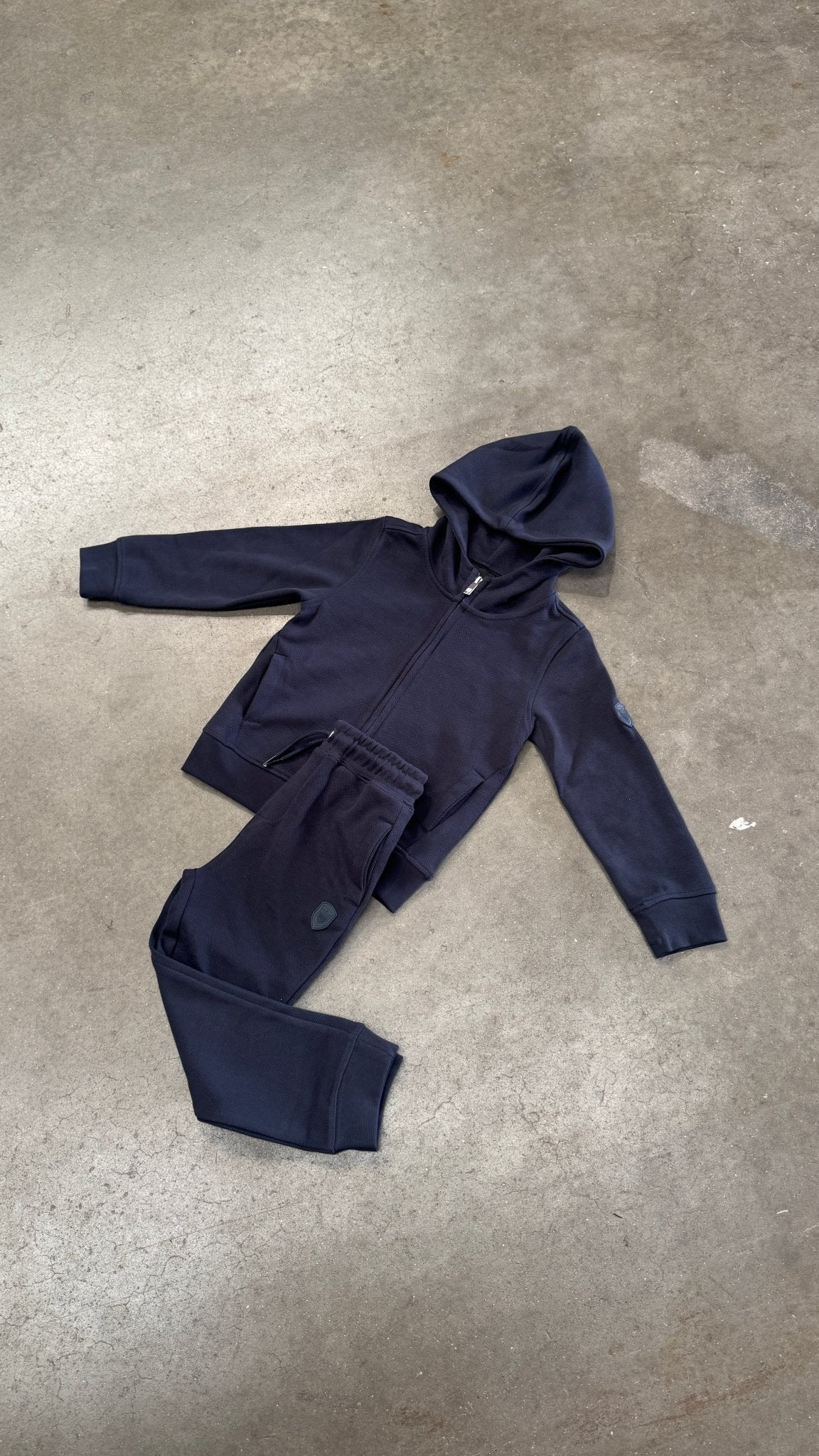 Boys Pique Zip Through Tracksuit - Navy - Vincentius