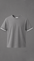 Boys Ribbed Cuff Ice Grey T Shirt - Vincentius