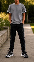 Boys Ribbed Cuff Ice Grey T Shirt - Vincentius