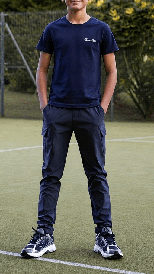 Boys Script T-Shirt - Navy - Vincentius