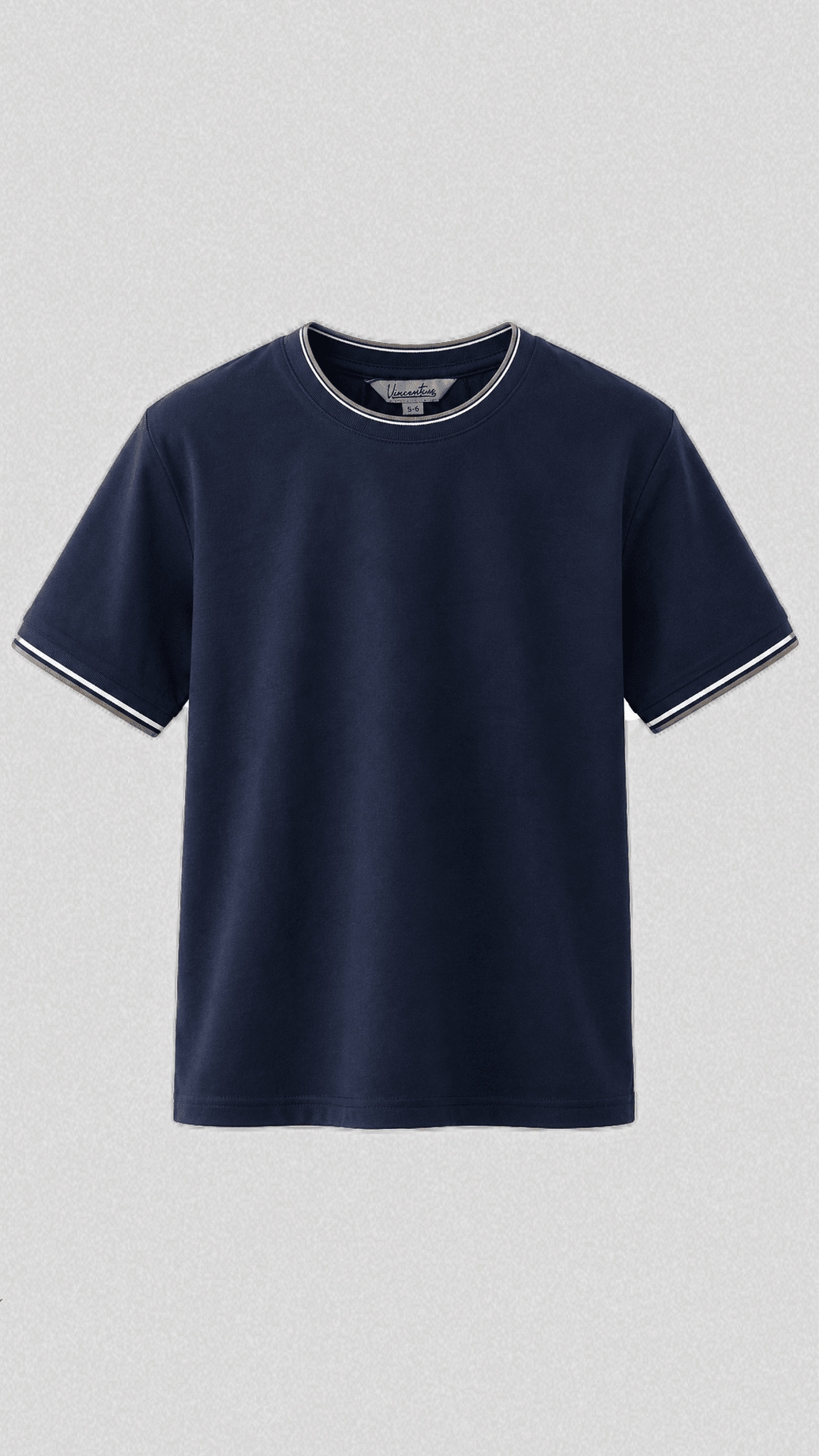 Boy's Striped Cuff T-Shirt - Navy - Vincentius