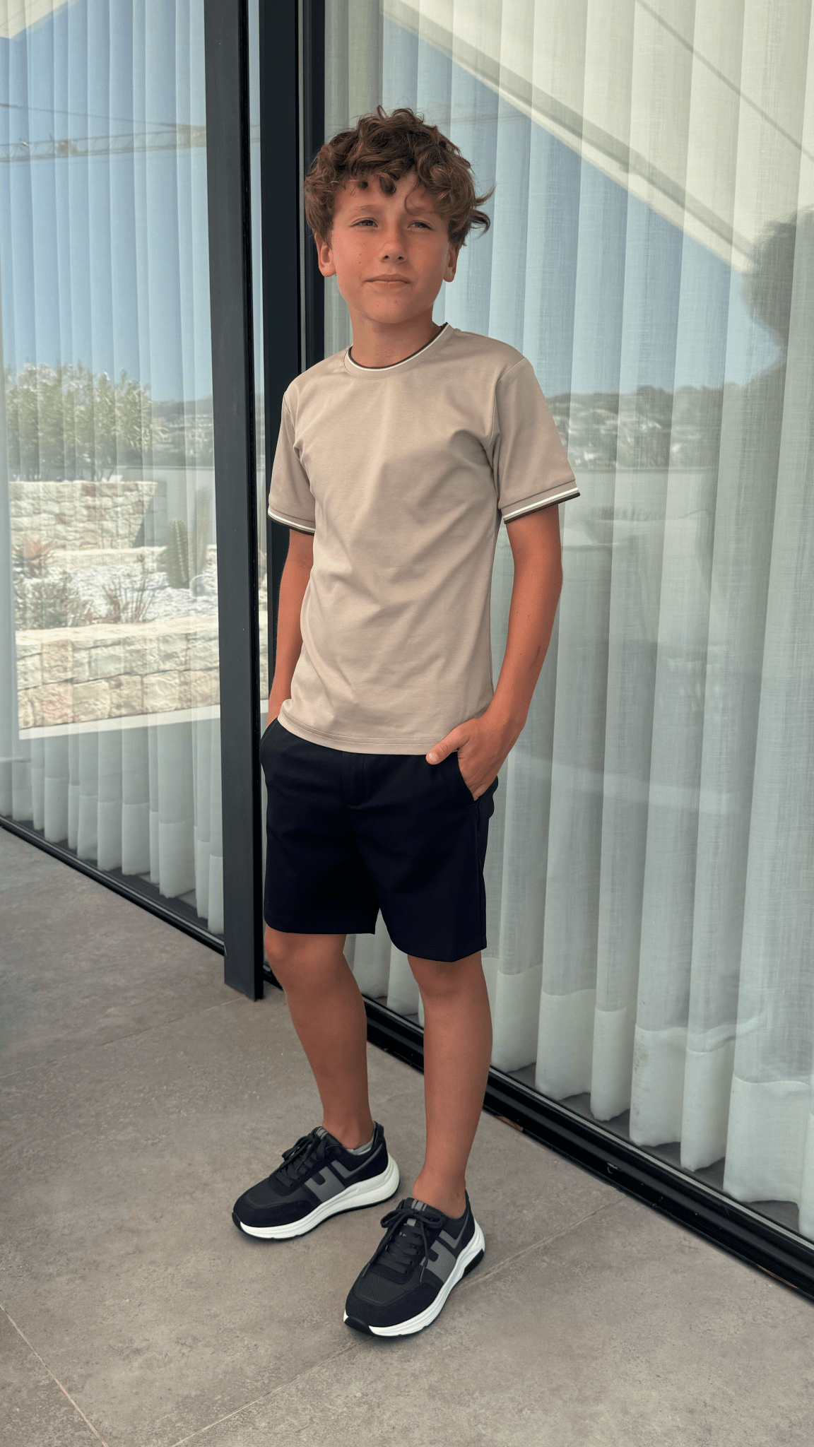 Boy's Striped Cuff T-Shirt - Sand - Vincentius